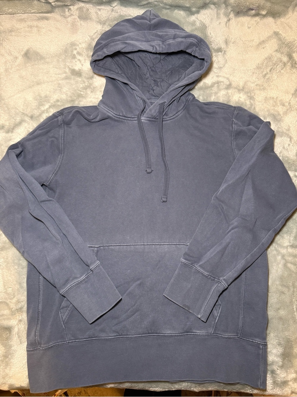 American Eagle Outfitters Pullover Quilted Hoodie - Washed Blue